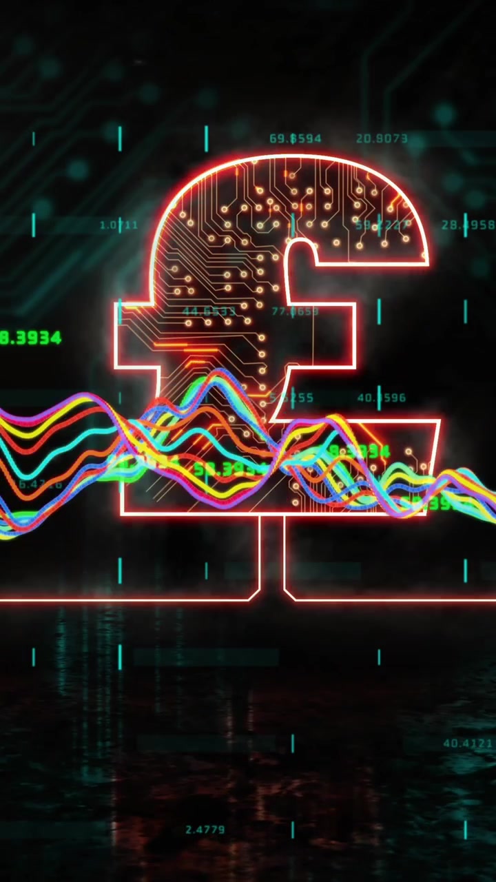 Animation of graphs over pound and black background