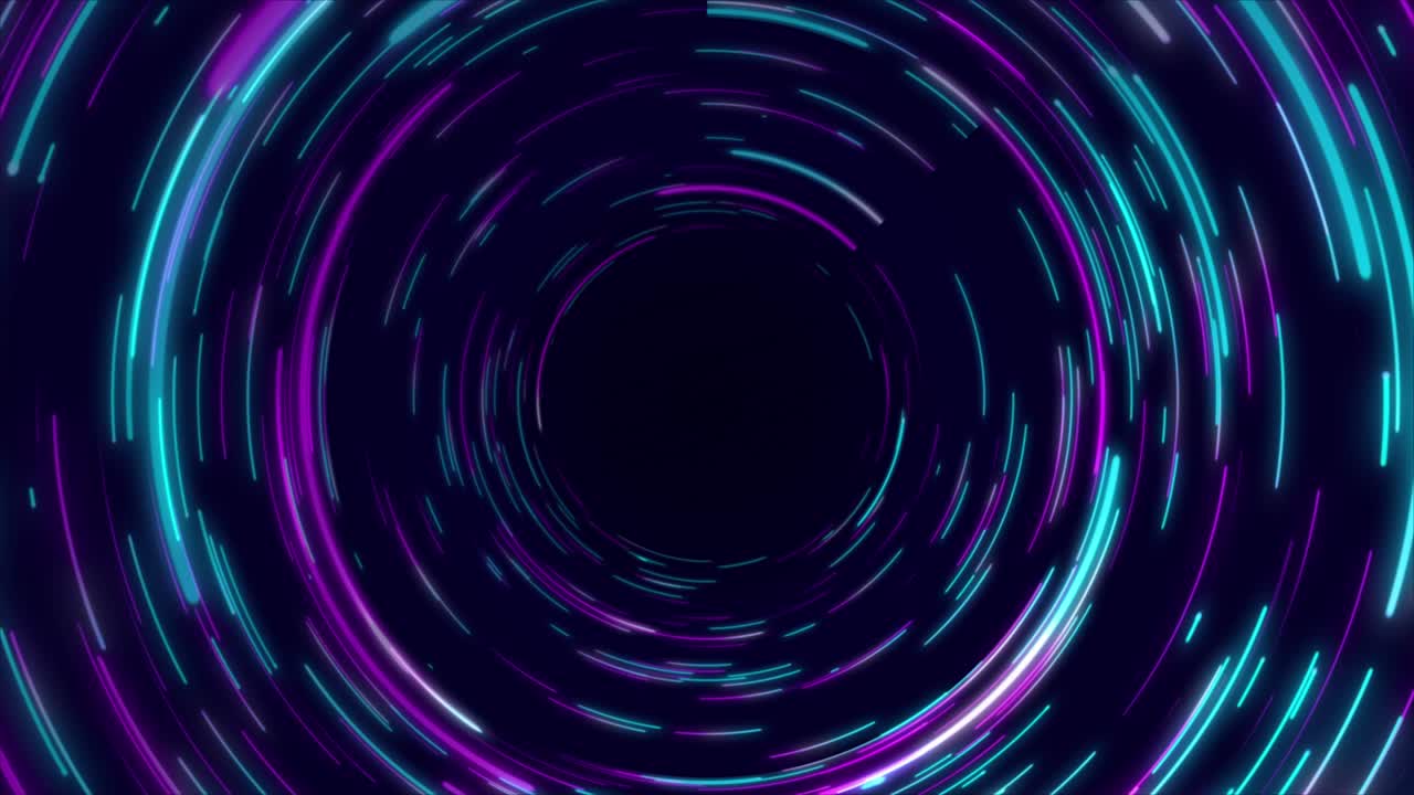 Blue & purple abstract circular radial lines background.