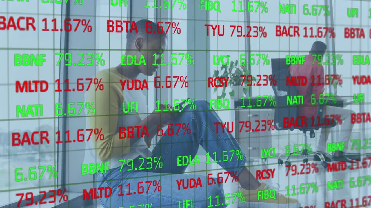 사무실에서 다양한 비즈니스 사람들에 대한 데이터 처리의 애니메이션