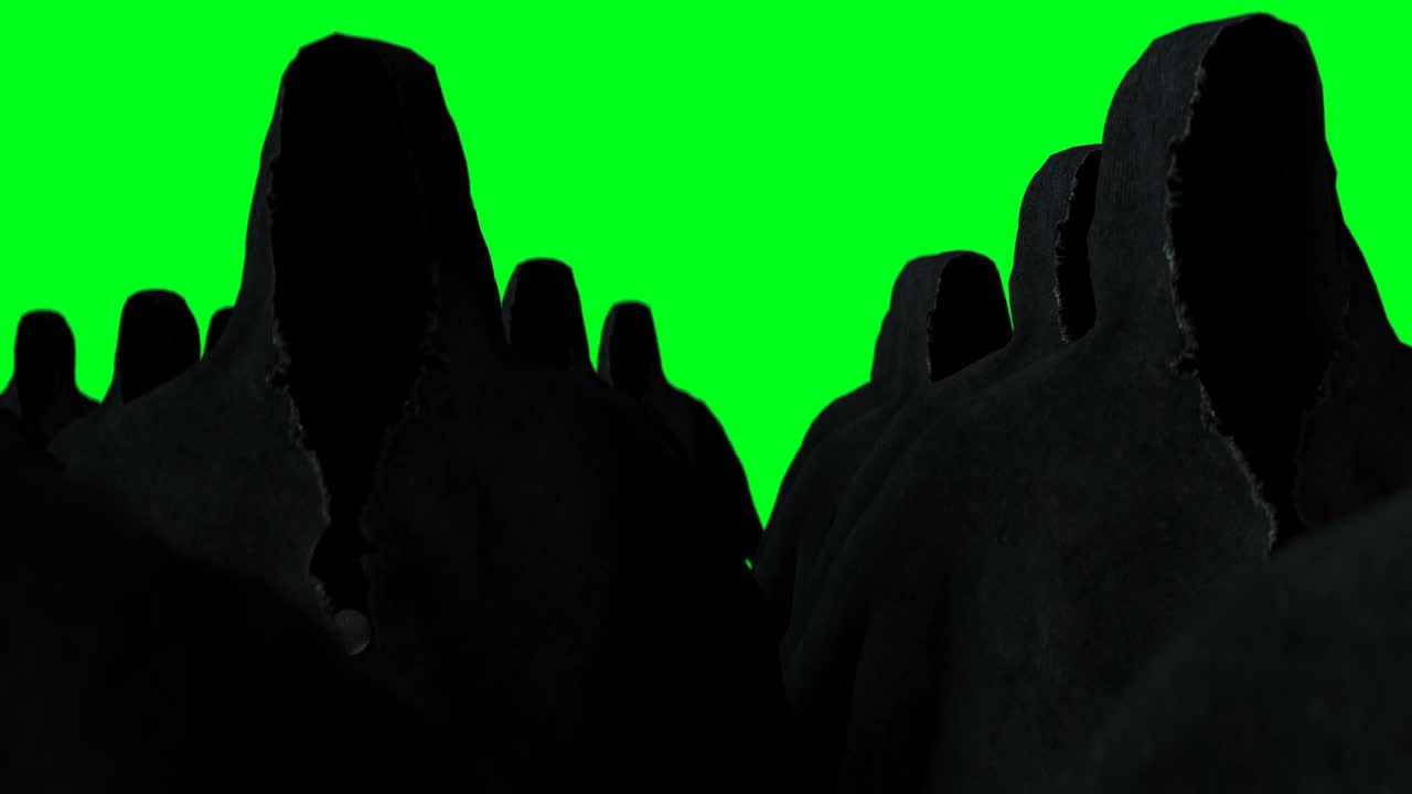 미스터리 공포 유령 애니메이션, 역동적인 후디, 고립, 현실적인 4k 녹색 화면 애니메이션