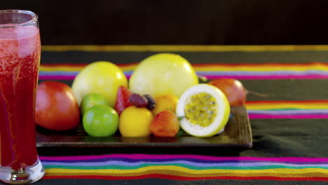 Fresh-fruits-and-a-glass-of-strawberry-juice