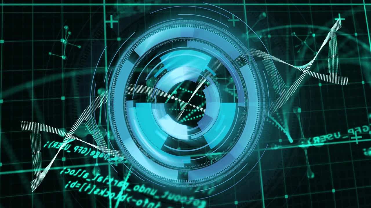 Grid activating segmented interface forming, rings spinning and DNA helix weaving visualizing data