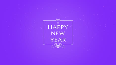 Happy-New-Year-with-snow-and-frame-on-purple-gradient