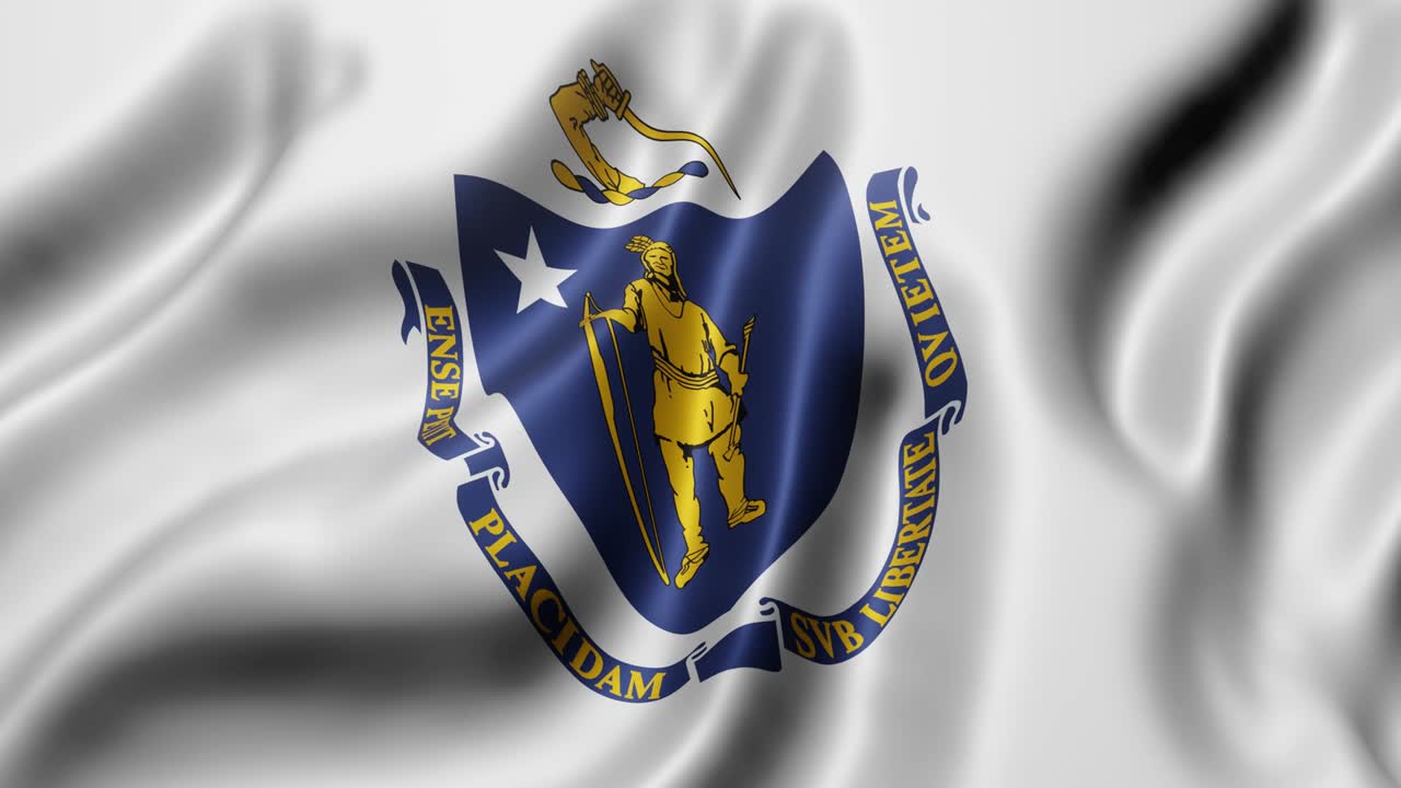 Bandiera dello stato americano del Massachusetts che sventola
