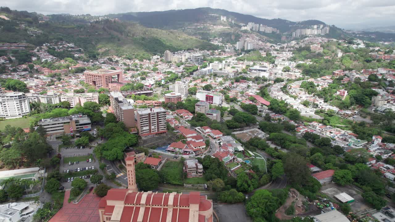 Aerial view revealing La Tahona, Caracas, showing urban scenery and nature