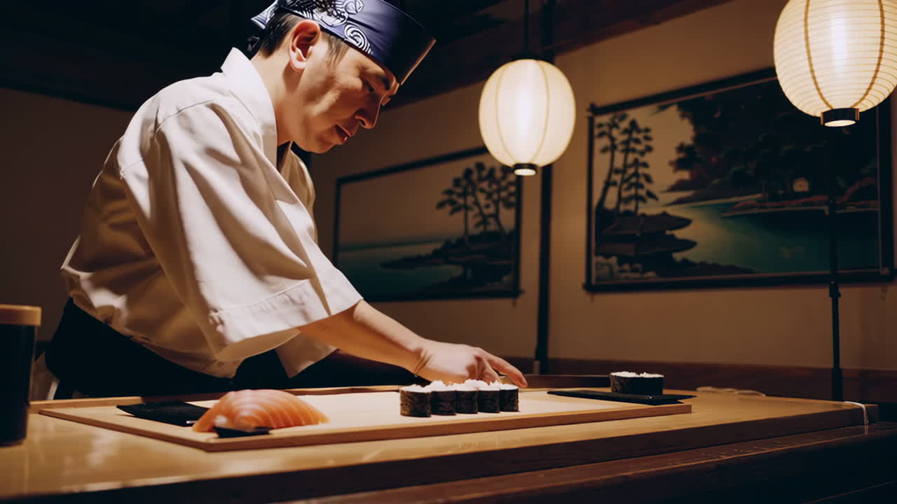 Sushi Chef Preparing Sushi
