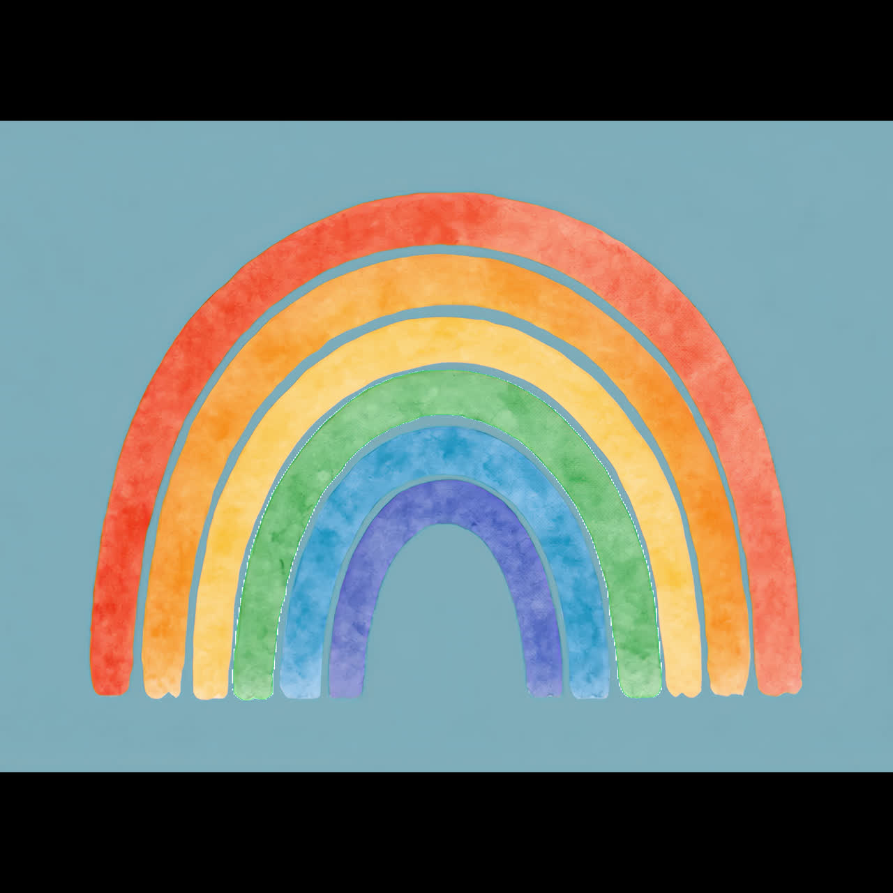 Animação de ilustração de arco-íris em aquarela colorida isolada, vídeo transparente em 4K, alfa