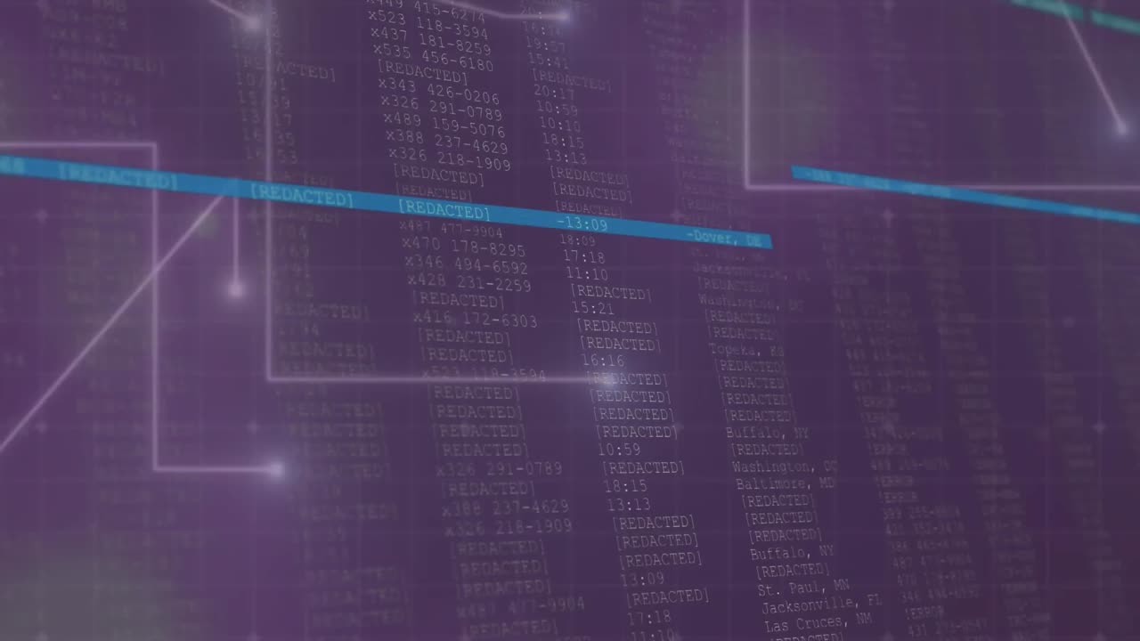 puntos de animación que forman líneas sobre el patrón de cuadrícula contra la interfaz de computadora abstracta