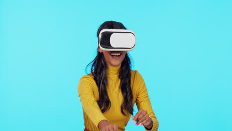 Vr,-Interactivo-Y-Una-Mujer-Con-Gafas.