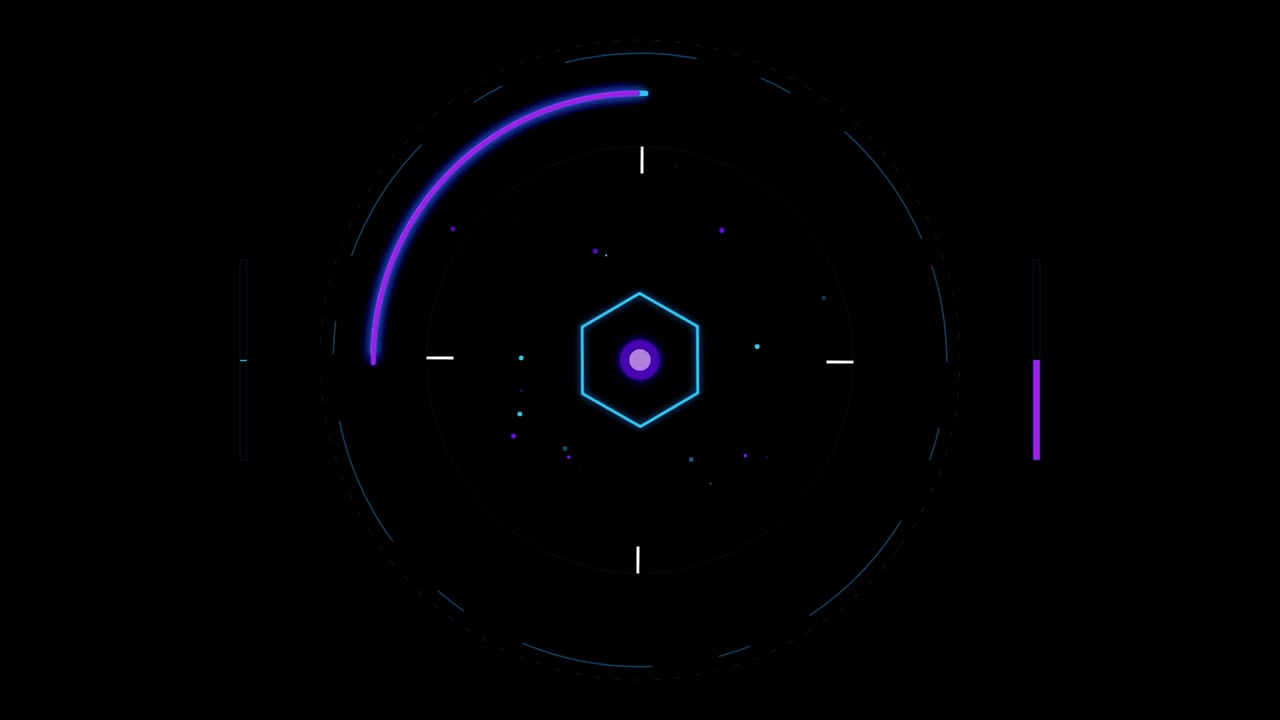 Futuristic Digital HUD Interface with Rotating Circular Elements