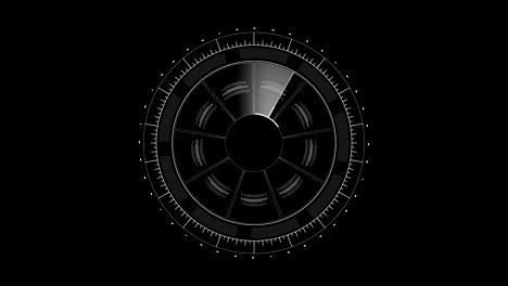 interfaz de hud blanco en negro giratorio 4k renderizado imágenes de video de animación.