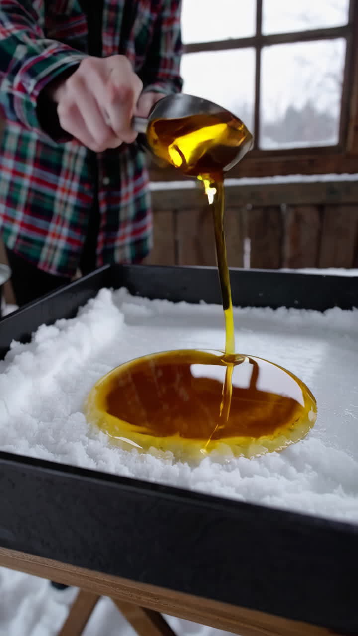 Making Maple Syrup Taffy on Snow