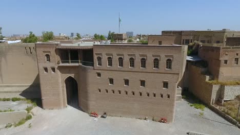 aerial footage of archaeological citadel of erbil