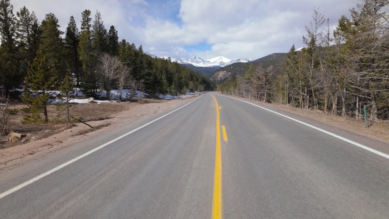 An Empty Paved Road Of State Highway 7 In Colorado, United States. Tilt-up Shot