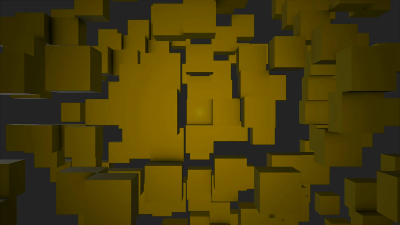 cubos coloridos que se mueven en bucle sin costuras. bucles sin costuras cubos abstractos de fondo. pared de bloques geométricos de fondo móvil. cubos amarillos