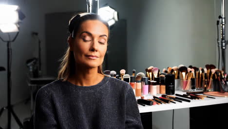 makeup artist portrait in studio