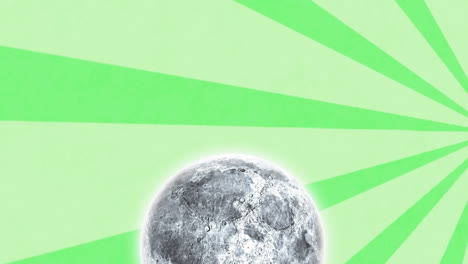 animation of moon appearing over rotating green background