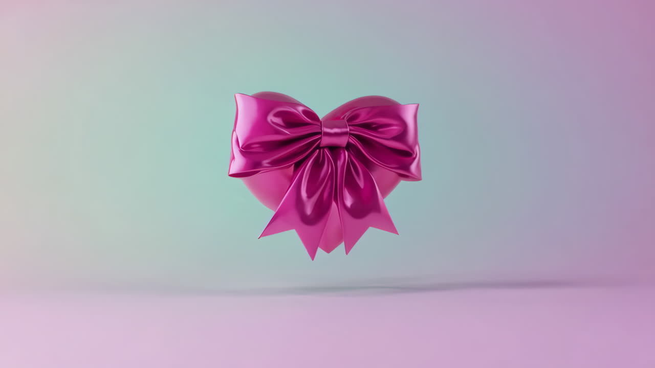 Rotating Pink Glossy Heart on Gradient Background