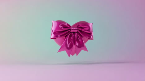 rotating pink glossy heart on gradient background