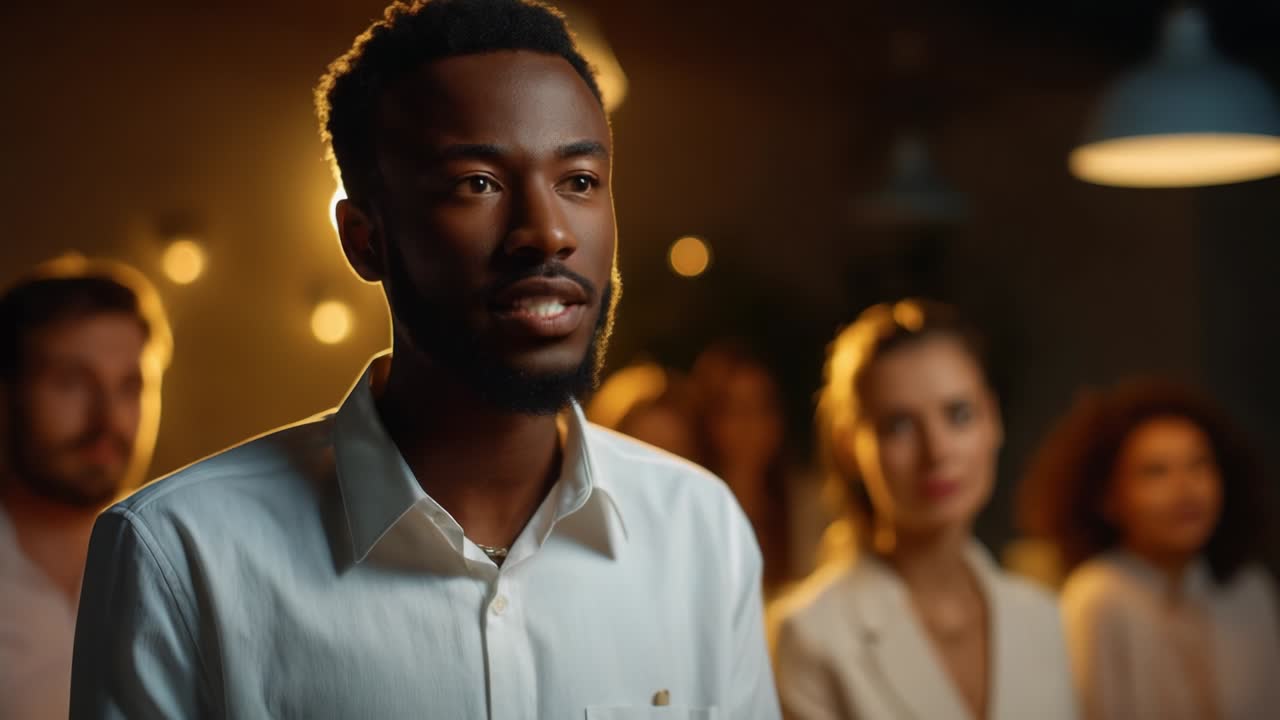 Man giving a presentation to a group of people