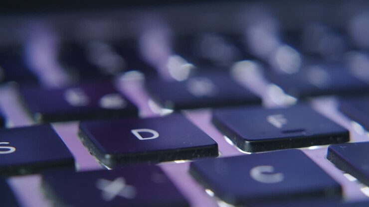 Extreme close up of a notebook keyboard