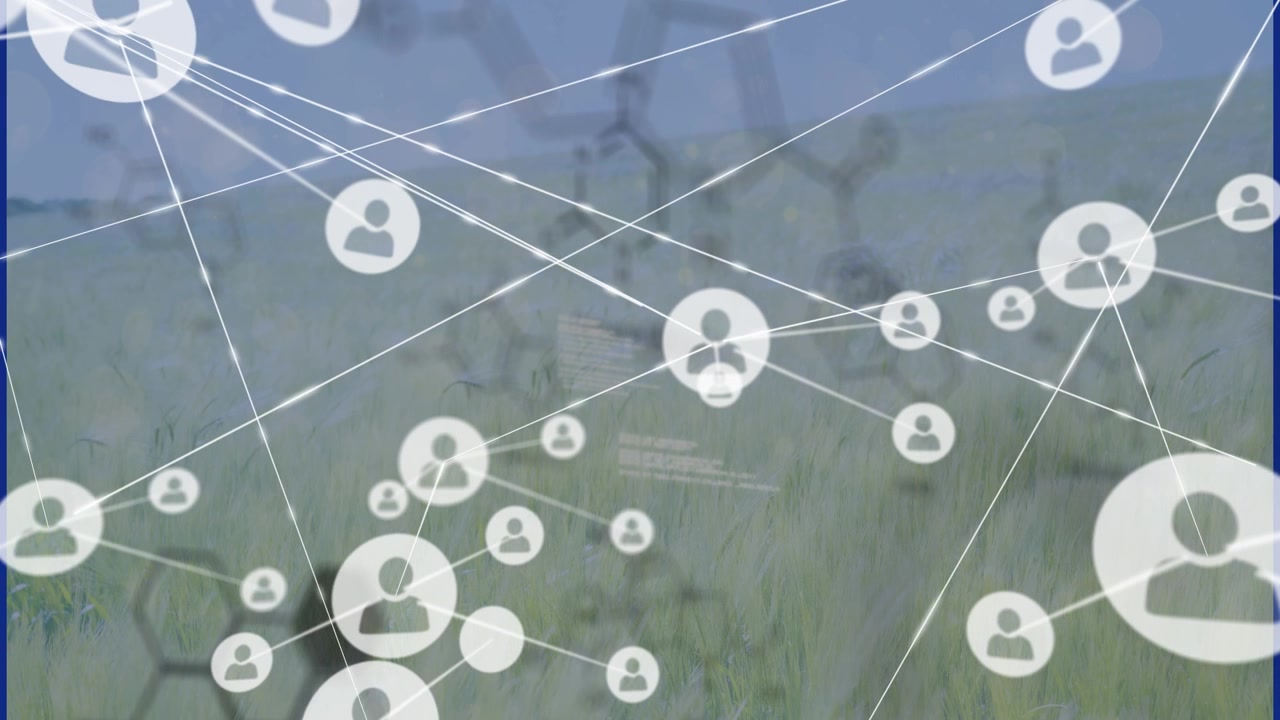 Animazione di elaborazione dati sull'erba.