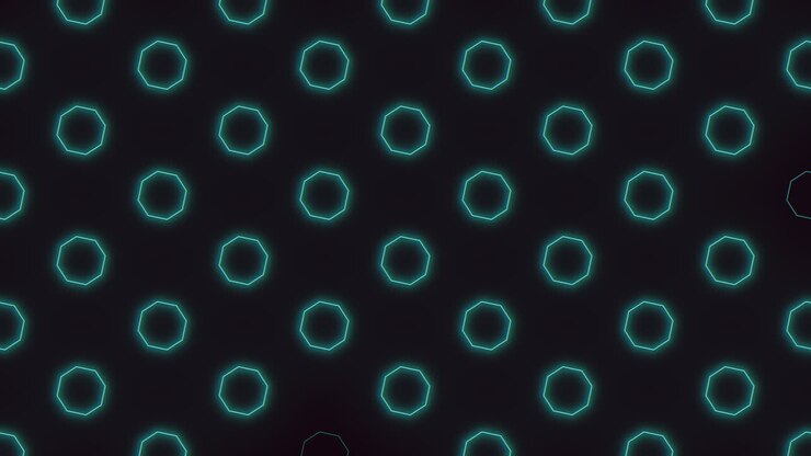 Fundo de padrão hexagonal neon futurista com contornos turquesa brilhantes