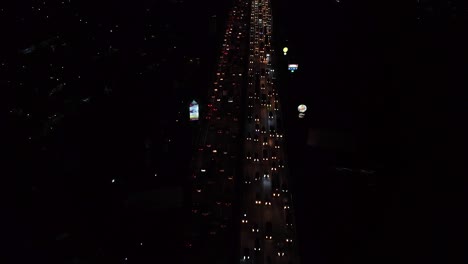 aerial-shot-heavy-traffic-highway-night