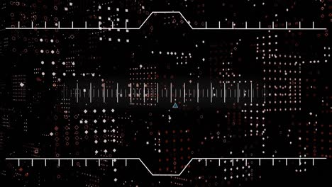 animación del alcance y procesamiento de datos sobre fondo negro