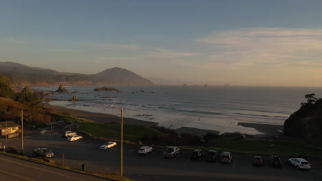 Vista-Panorámica-Al-Mar-Desde-Battle-Rock-En-Port-Orford,-Oregon