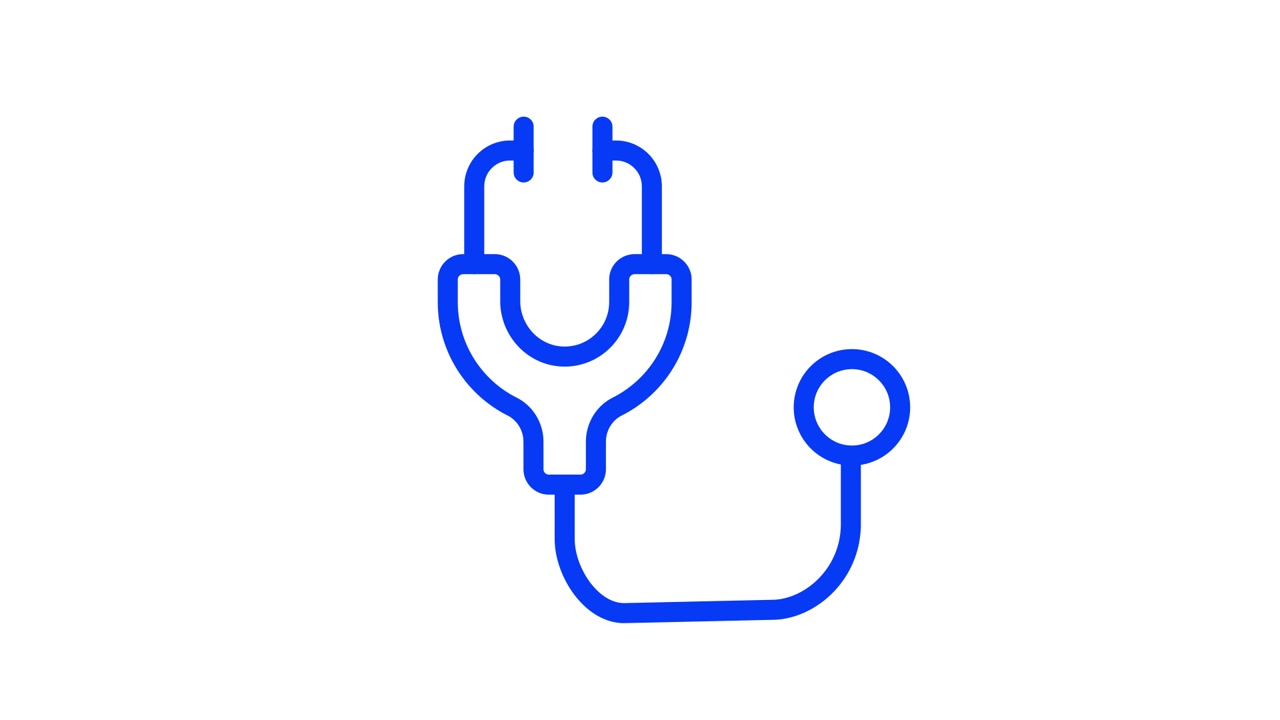 Icona medica dello stetoscopio con contorno blu