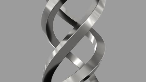 4k loop animation gray shiny chrome metal spring spiral isolated on white gray background with shadows and reflections. round form shape. 3d rendering