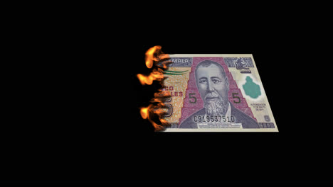 burning guatemalan quetzal bill