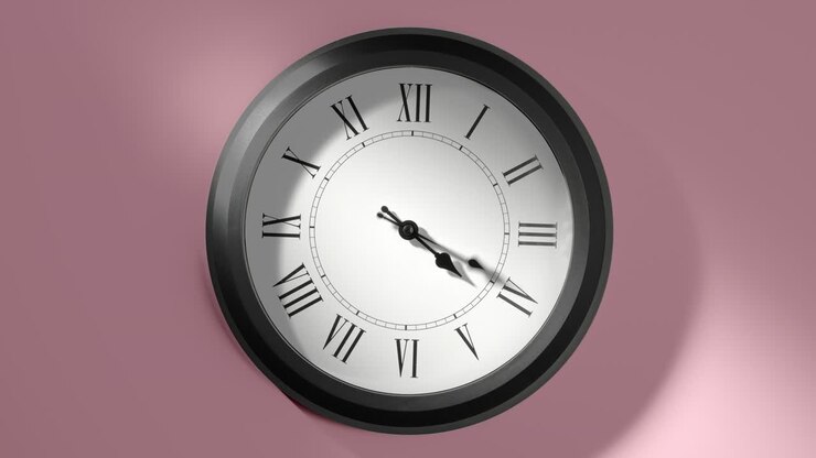 Latin Clock Face on Rosy Rose Pink Wall in Time Lapse