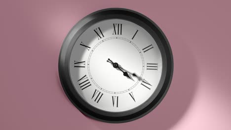 latin clock face on rosy rose pink wall in time lapse