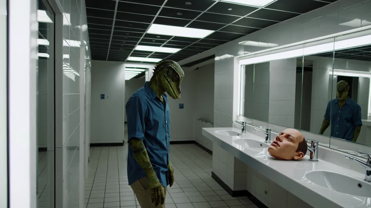 Alien Encounter in a Bathroom