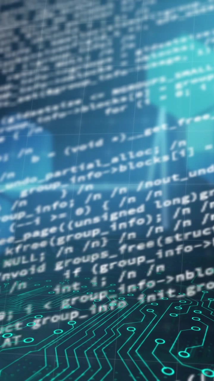 Animation of computer data processing over circuit board