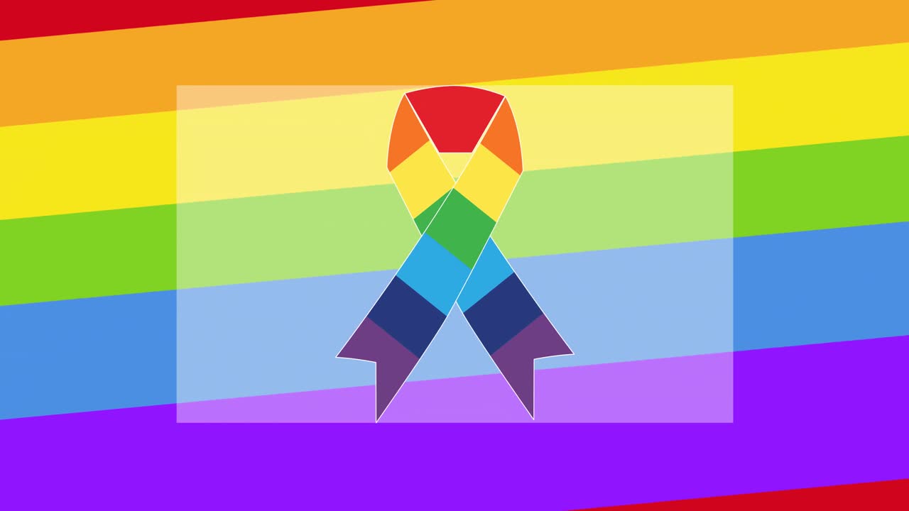 animación de la cinta del arco iris sobre las rayas del arco iris