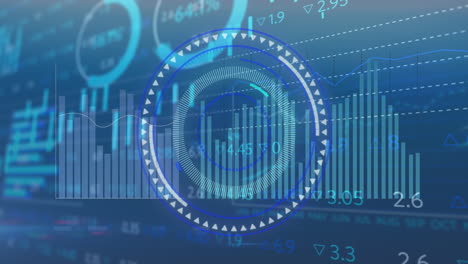 animación del escaneo del alcance y el procesamiento de datos financieros