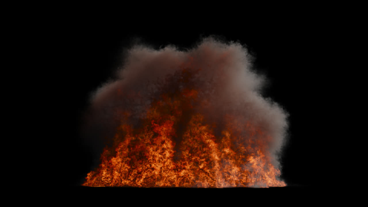 explosión de fuego y humo