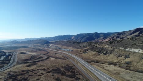 a reverse pan taken by a drone over c-470 morrison colorado