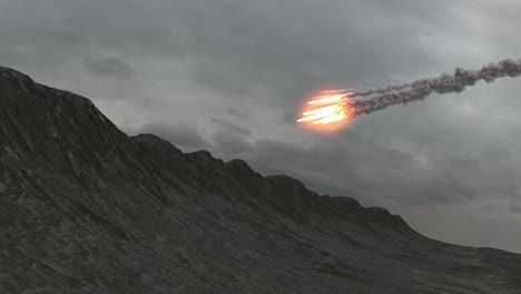 meteor over a mountain range