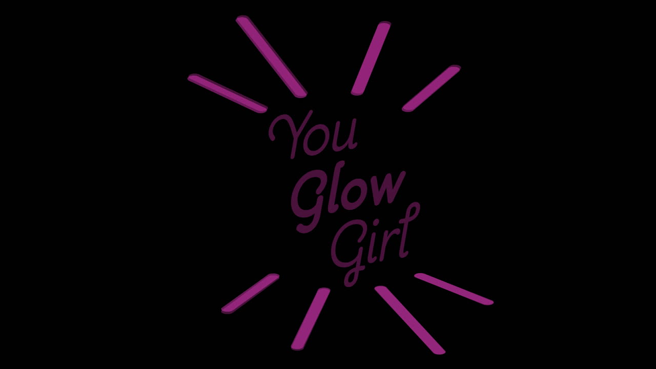 검은 바탕에 빛나는 소녀 텍스트의 애니메이션