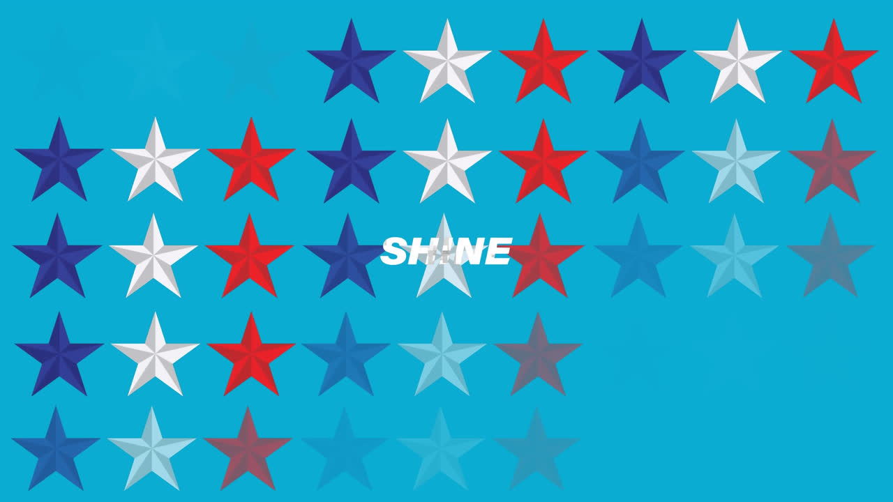 파란색 배경에 별 위에 좋은 진동 텍스트의 애니메이션