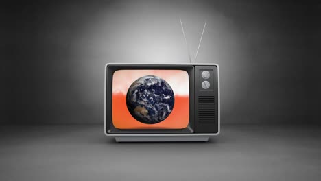 Televisión-Vintage-Mostrando-Globo