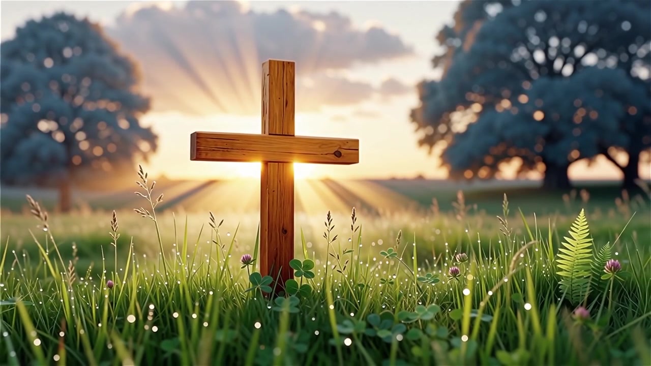 Christian Cross Heavenly Light Worship Background