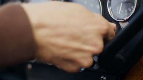 close-up of vintage car dashboard