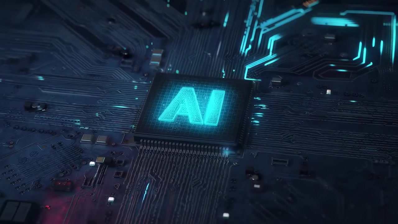 Artificial Intelligence Chip Processing Data on Circuit Board