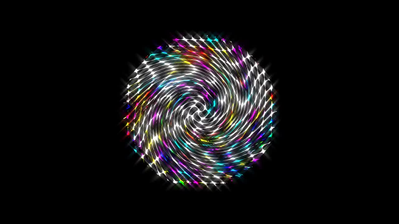 black background. For show, colorful bright ornaments. round shape