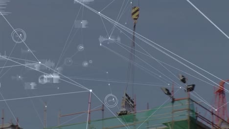 animation of network of connections over construction site